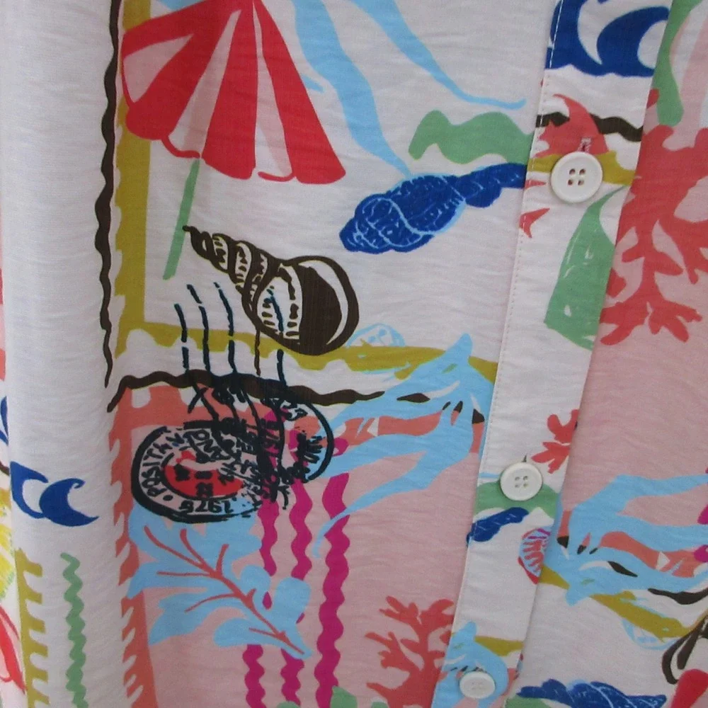 Umgee Skirt Large Colorful Nautical Coastal Coral Resort Beach Novelty‎ Midi NWT